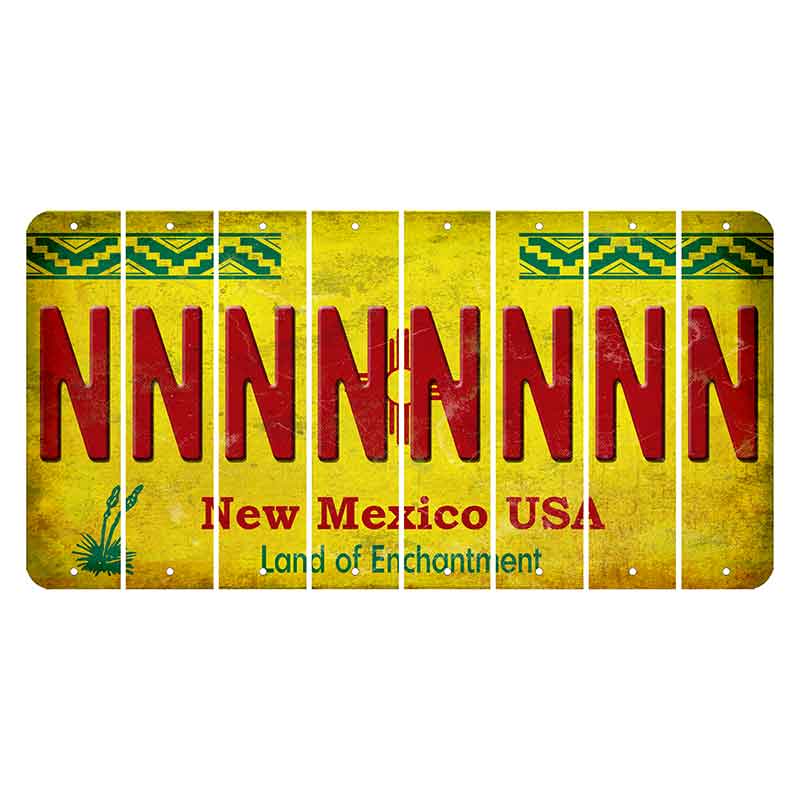 New Mexico USA Yellow Cut License Plate Strips (Set of 8) N