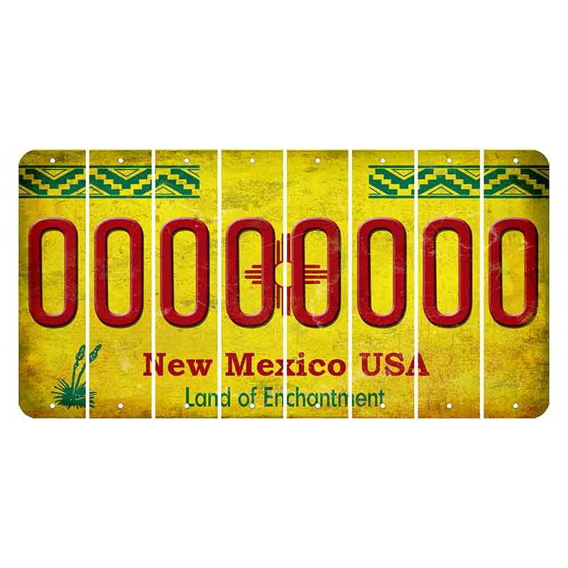 New Mexico USA Yellow Cut License Plate Strips (Set of 8) O