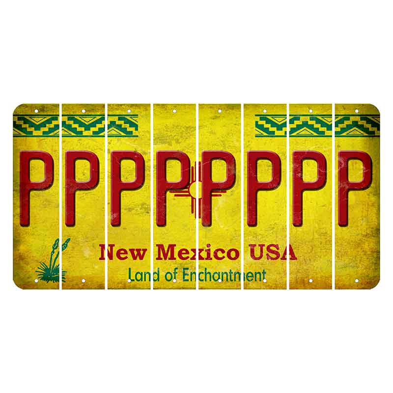 New Mexico USA Yellow Cut License Plate Strips (Set of 8) P