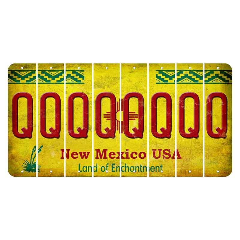 New Mexico USA Yellow Cut License Plate Strips (Set of 8) Q