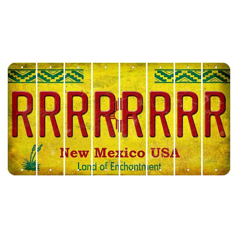 New Mexico USA Yellow Cut License Plate Strips (Set of 8) R