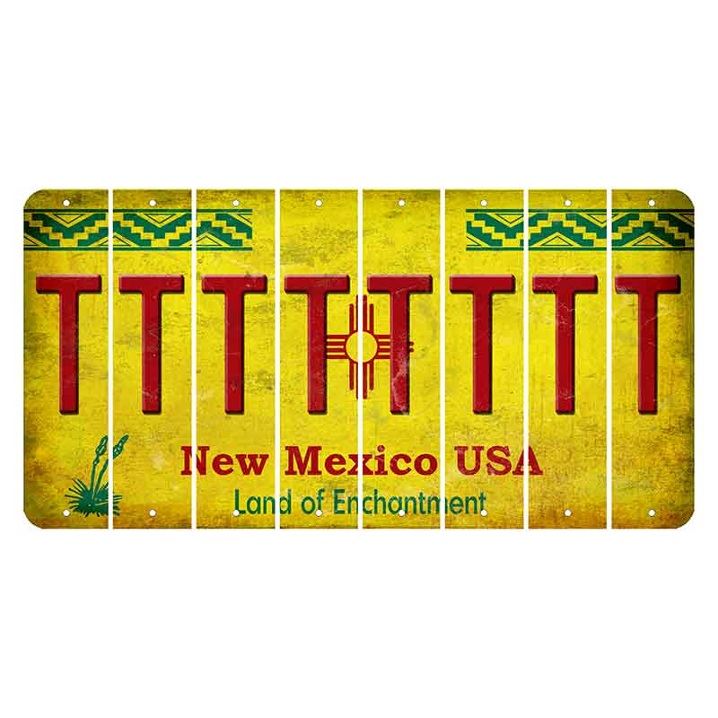 New Mexico USA Yellow Cut License Plate Strips (Set of 8) T