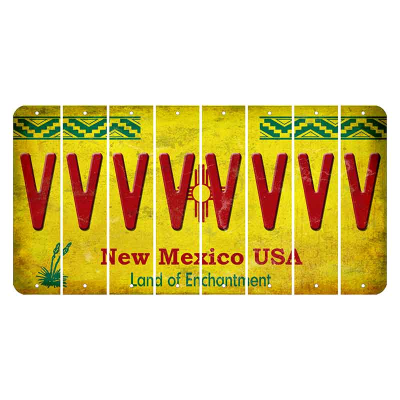 New Mexico USA Yellow Cut License Plate Strips (Set of 8) V