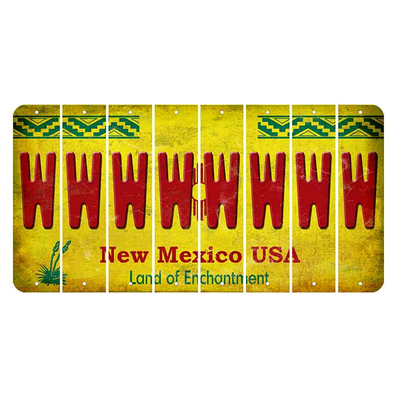 New Mexico USA Yellow Cut License Plate Strips (Set of 8) W