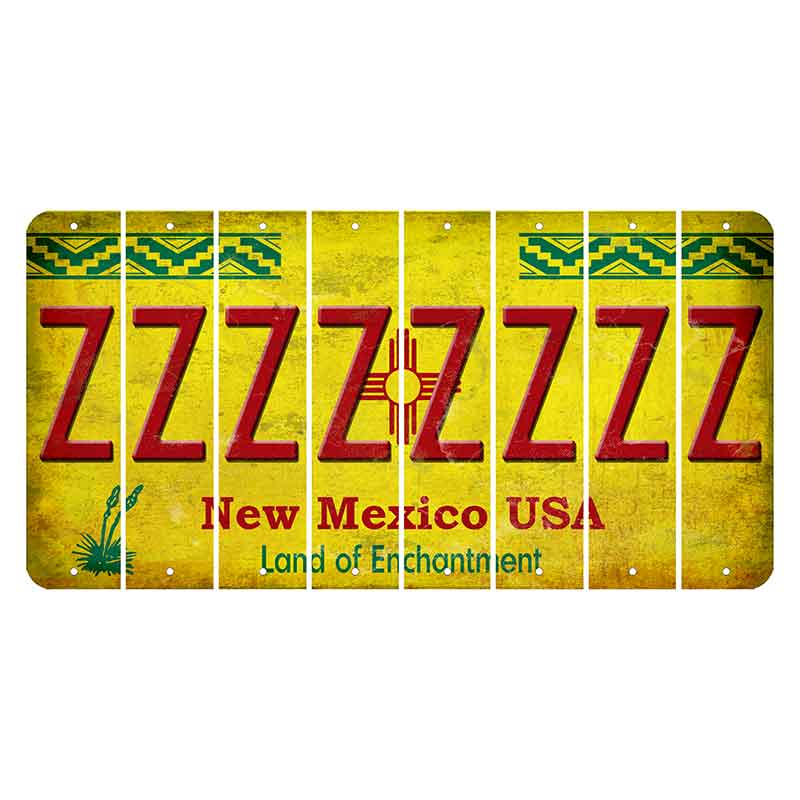 New Mexico USA Yellow Cut License Plate Strips (Set of 8) Z