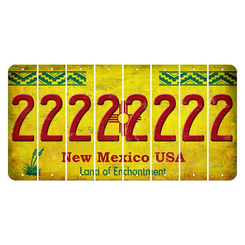 New Mexico USA Yellow Cut License Plate Strips (Set of 8) 2