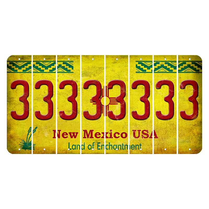 New Mexico USA Yellow Cut License Plate Strips (Set of 8) 3