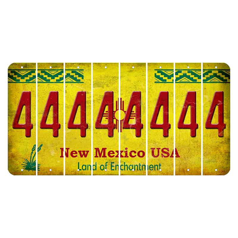 New Mexico USA Yellow Cut License Plate Strips (Set of 8) 4