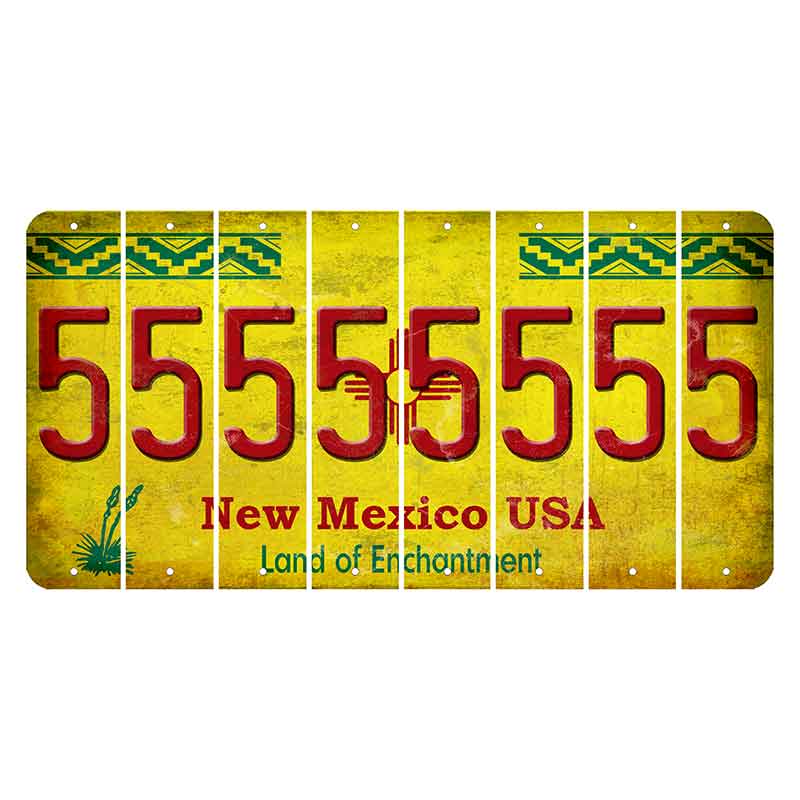 New Mexico USA Yellow Cut License Plate Strips (Set of 8) 5