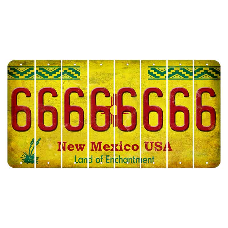 New Mexico USA Yellow Cut License Plate Strips (Set of 8) 6