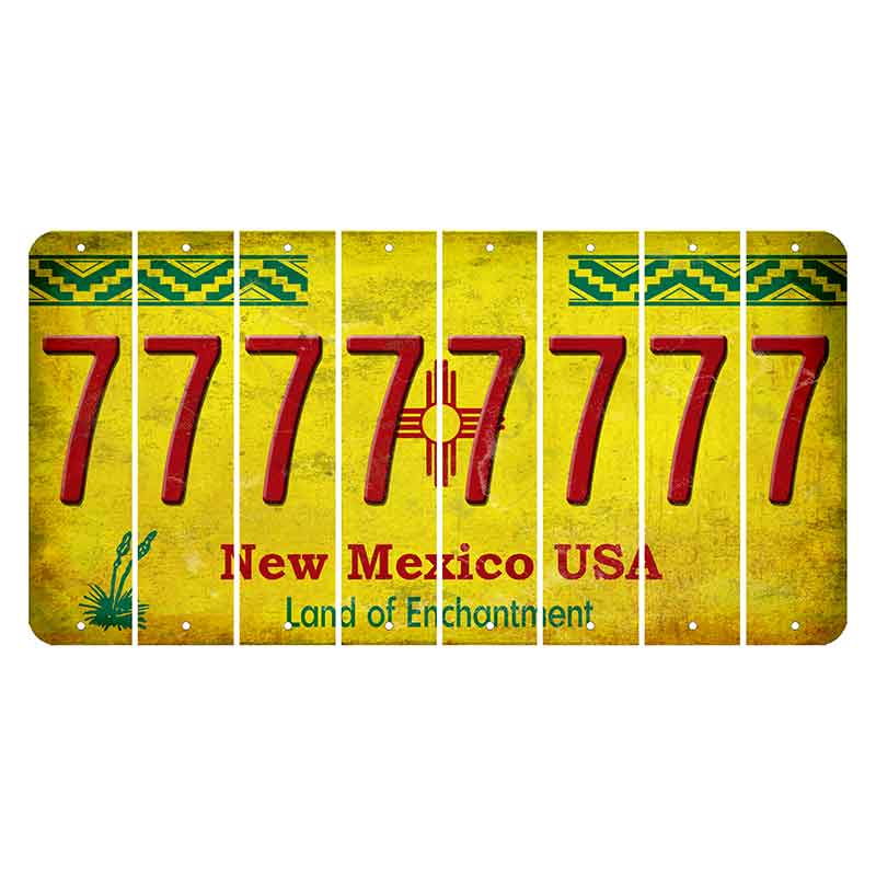 New Mexico USA Yellow Cut License Plate Strips (Set of 8) 7