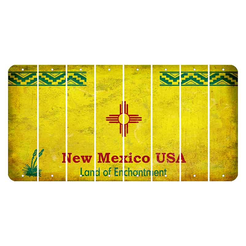 New Mexico USA Yellow Cut License Plate Strips (Set of 8) Blank