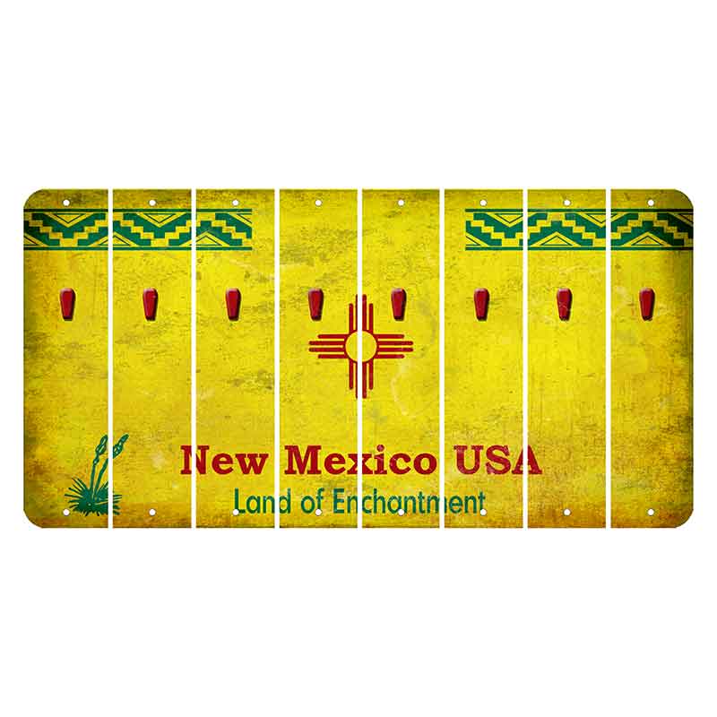 New Mexico USA Yellow Cut License Plate Strips (Set of 8) Apostrophe