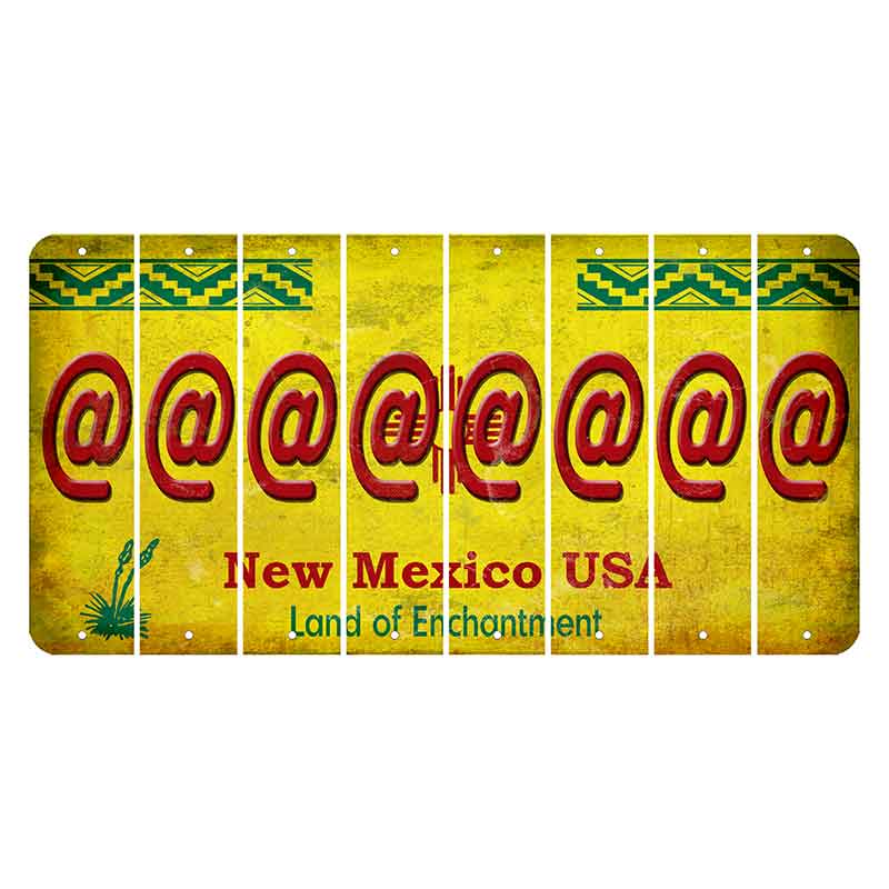 New Mexico USA Yellow Cut License Plate Strips (Set of 8) At Sign