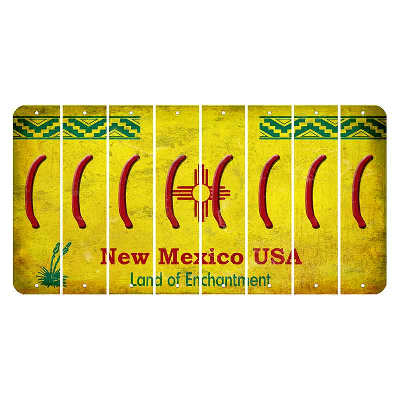 New Mexico USA Yellow Cut License Plate Strips (Set of 8) Parenthesis - Left