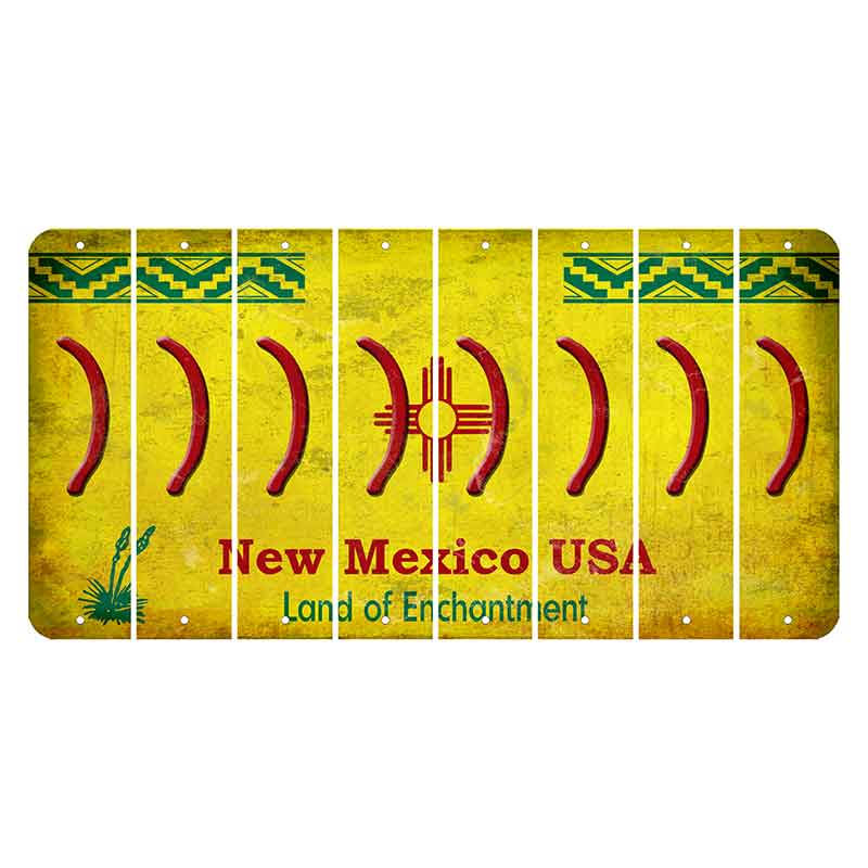 New Mexico USA Yellow Cut License Plate Strips (Set of 8) Parenthesis - Right