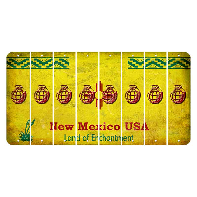 New Mexico USA Yellow Cut License Plate Strips (Set of 8) Grenade