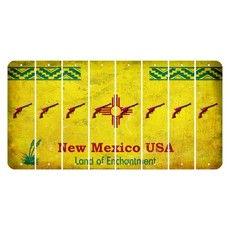 New Mexico USA Yellow Cut License Plate Strips (Set of 8) Revolver