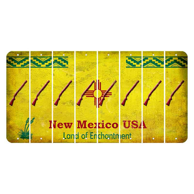 New Mexico USA Yellow Cut License Plate Strips (Set of 8) Shotgun