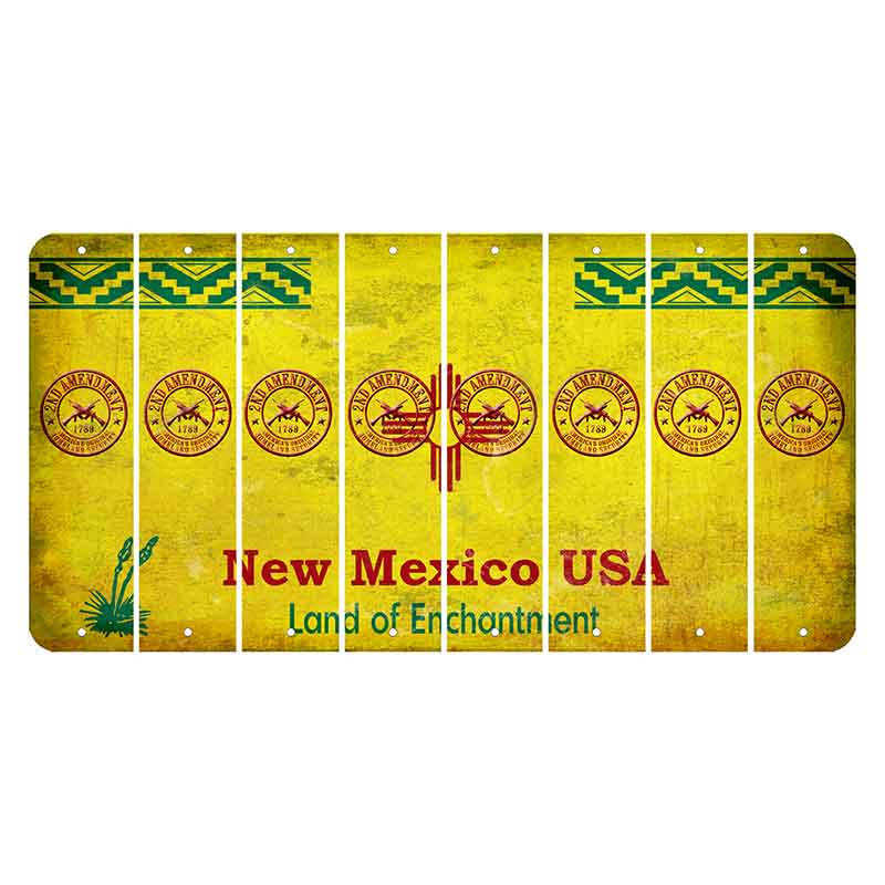 New Mexico USA Yellow Cut License Plate Strips (Set of 8) 2nd Amendment