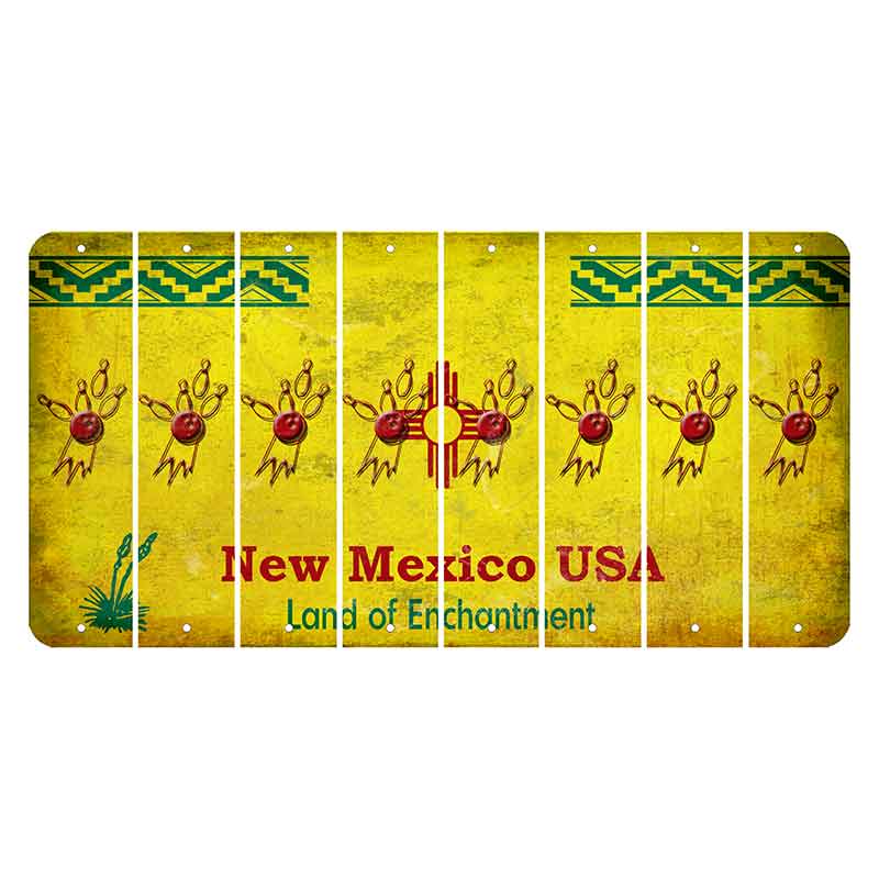 New Mexico USA Yellow Cut License Plate Strips (Set of 8) Bowling