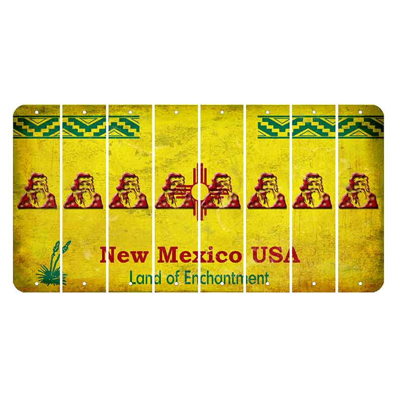 New Mexico USA Yellow Cut License Plate Strips (Set of 8) Santa Claus