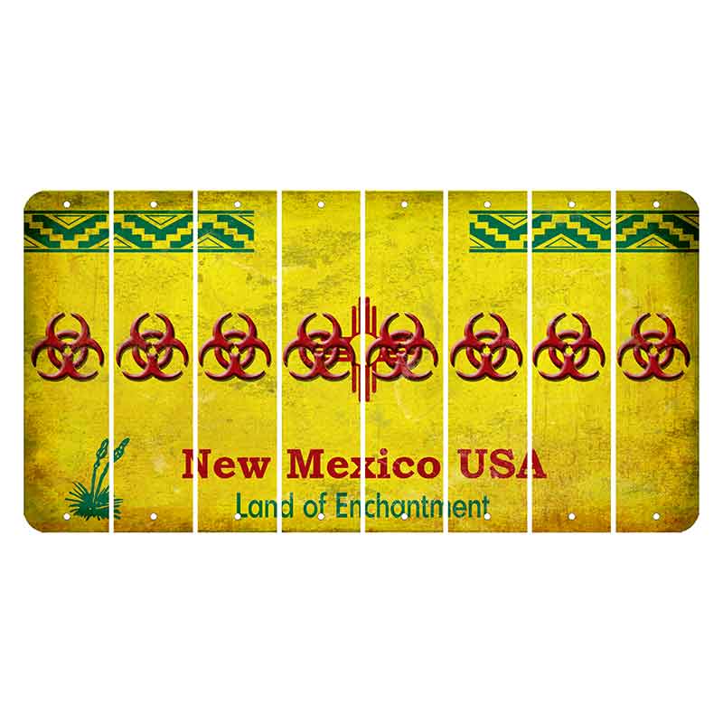 New Mexico USA Yellow Cut License Plate Strips (Set of 8) Radioactive