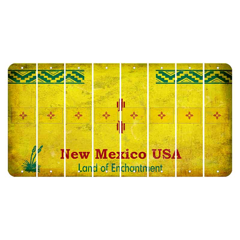 New Mexico USA Yellow Cut License Plate Strips (Set of 8) State Flag