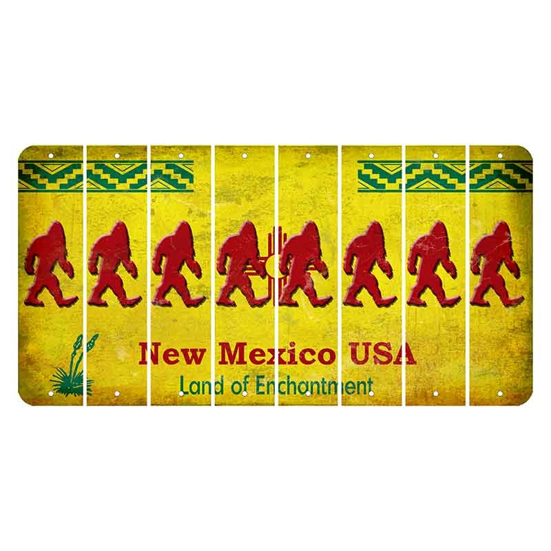 New Mexico USA Yellow Cut License Plate Strips (Set of 8) Bigfoot