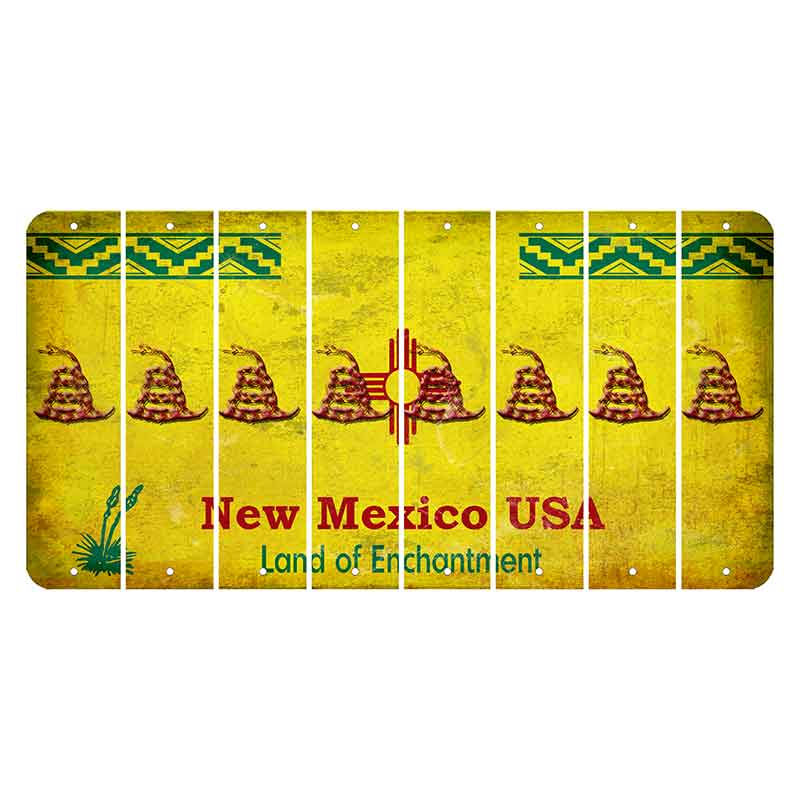 New Mexico USA Yellow Cut License Plate Strips (Set of 8) Gadsden