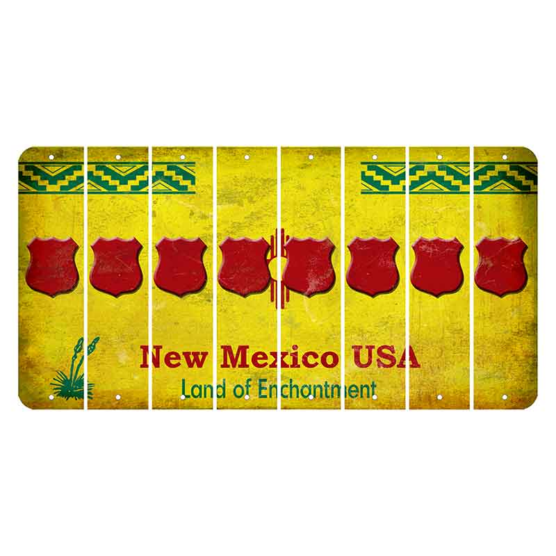 New Mexico USA Yellow Cut License Plate Strips (Set of 8) Police Badge