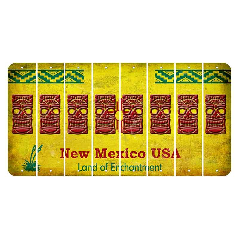 New Mexico USA Yellow Cut License Plate Strips (Set of 8) Tiki