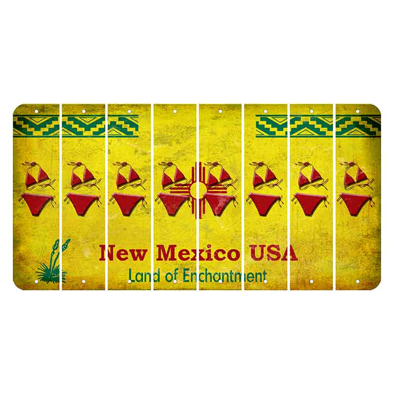 New Mexico USA Yellow Cut License Plate Strips (Set of 8) Bikini