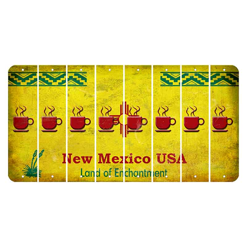 New Mexico USA Yellow Cut License Plate Strips (Set of 8) Coffee Mug