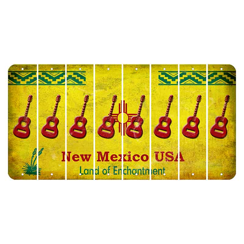 New Mexico USA Yellow Cut License Plate Strips (Set of 8) Guitar