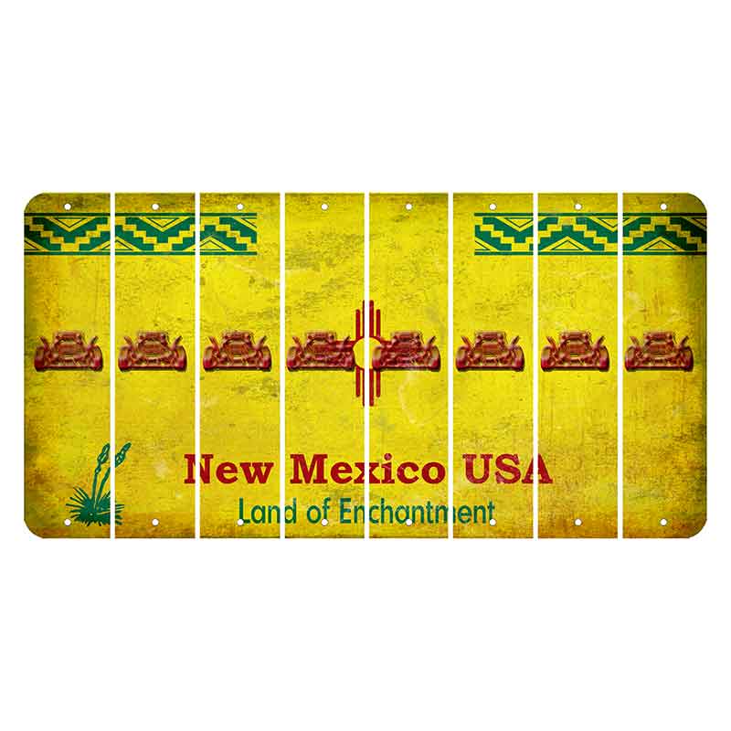 New Mexico USA Yellow Cut License Plate Strips (Set of 8) Hot Rod