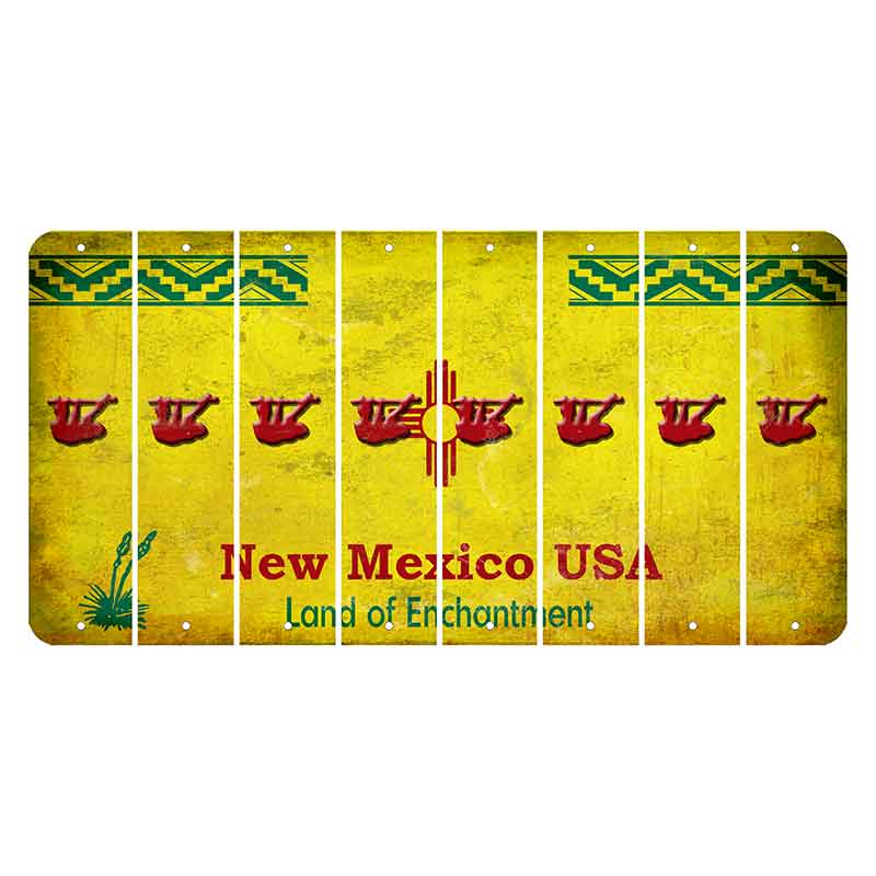 New Mexico USA Yellow Cut License Plate Strips (Set of 8) Sloth