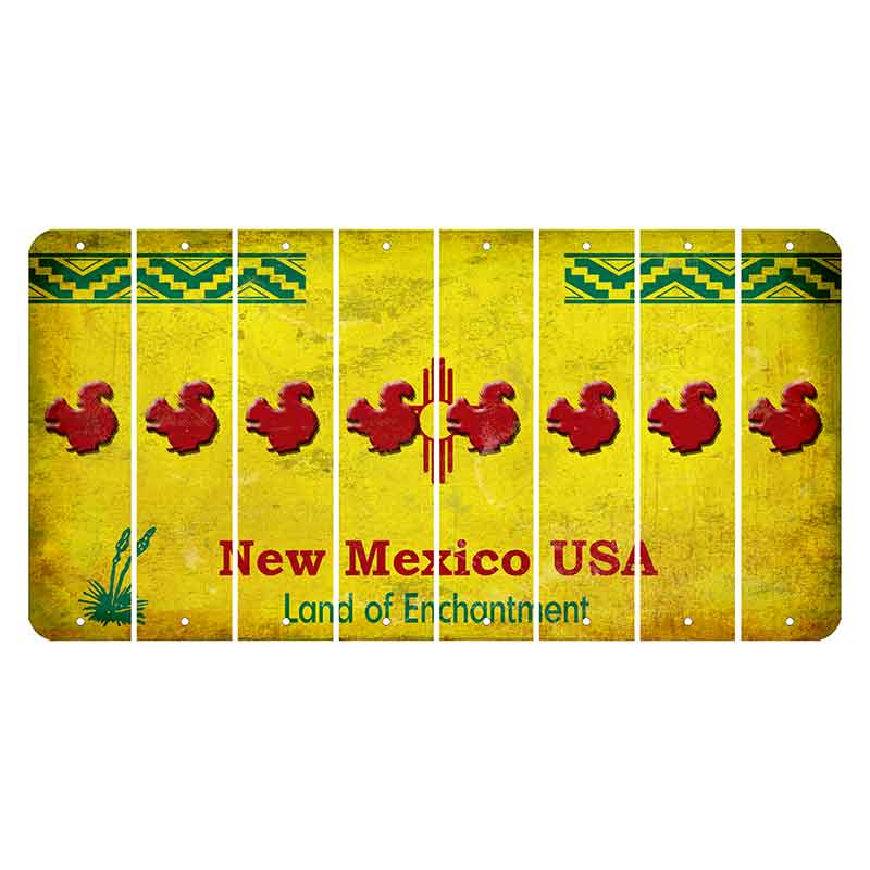 New Mexico USA Yellow Cut License Plate Strips (Set of 8) Squirrel