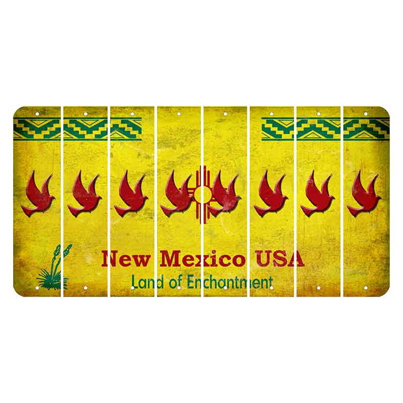 New Mexico USA Yellow Cut License Plate Strips (Set of 8) Dove