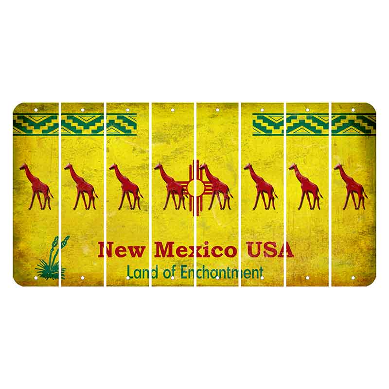 New Mexico USA Yellow Cut License Plate Strips (Set of 8) Giraffe