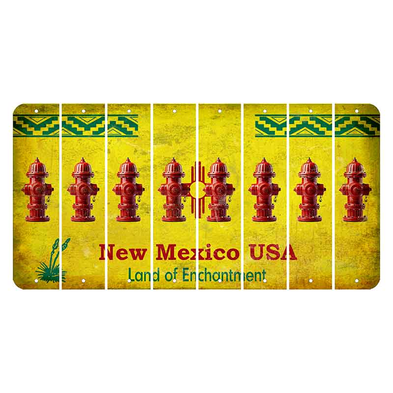 New Mexico USA Yellow Cut License Plate Strips (Set of 8) Fire Hydrant