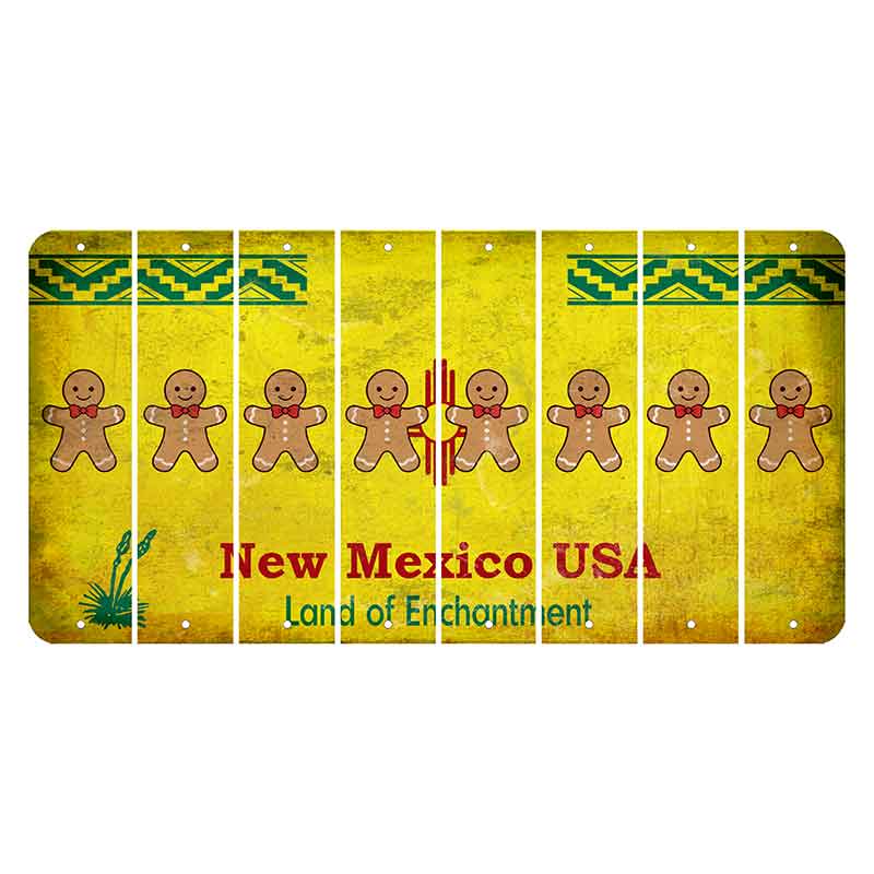 New Mexico USA Yellow Cut License Plate Strips (Set of 8) Gingerbread Man