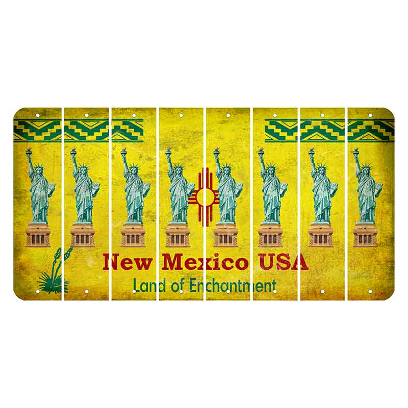 New Mexico USA Yellow Cut License Plate Strips (Set of 8) Statue of Liberty