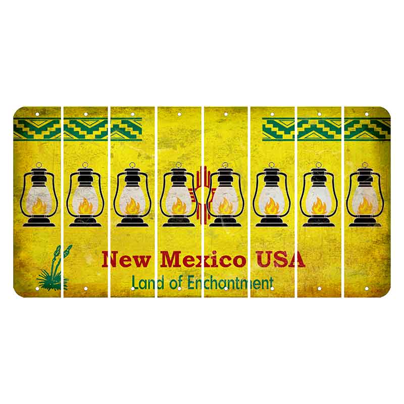 New Mexico USA Yellow Cut License Plate Strips (Set of 8) Lantern