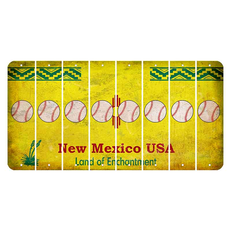 New Mexico USA Yellow Cut License Plate Strips (Set of 8) Baseball