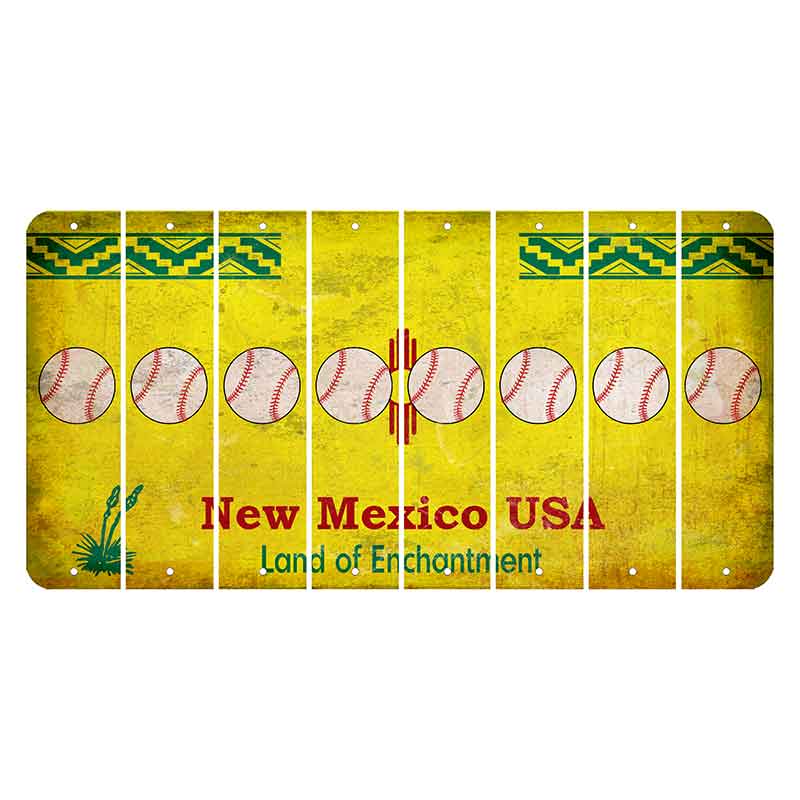 New Mexico USA Yellow Cut License Plate Strips (Set of 8) Baseball