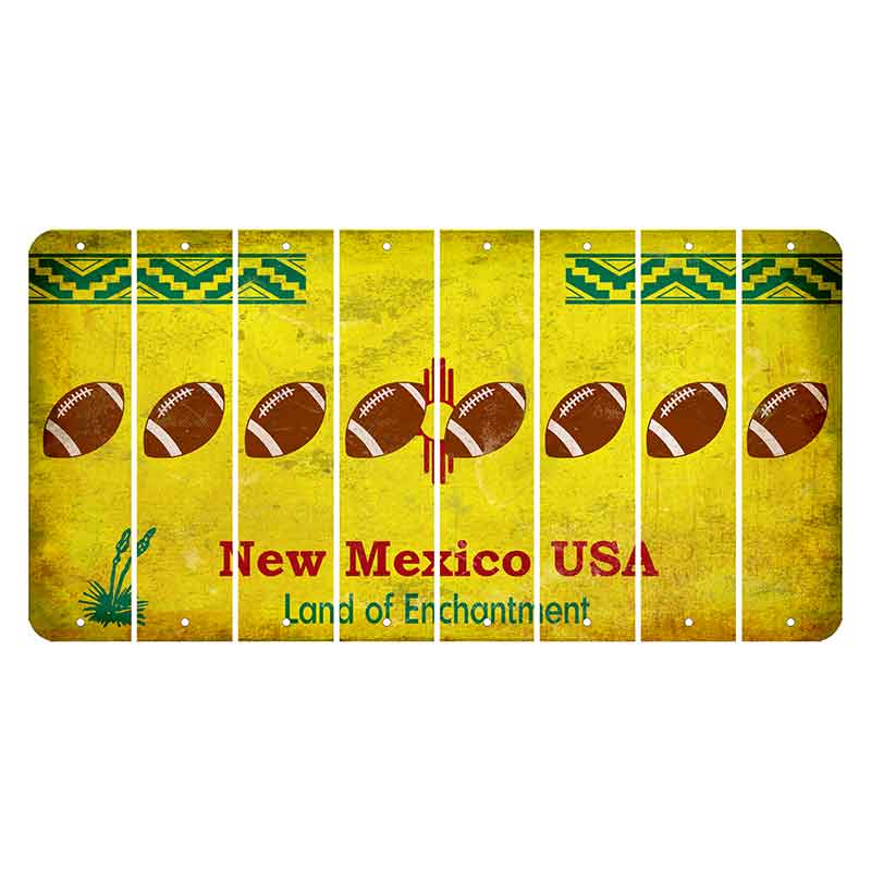 New Mexico USA Yellow Cut License Plate Strips (Set of 8) Football