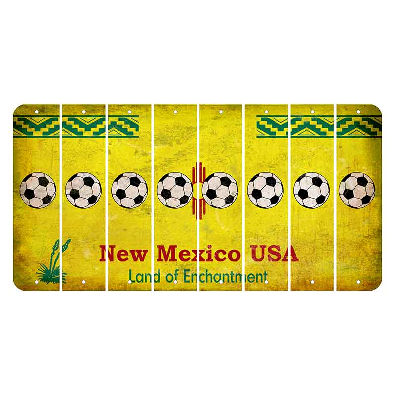 New Mexico USA Yellow Cut License Plate Strips (Set of 8) Soccerball