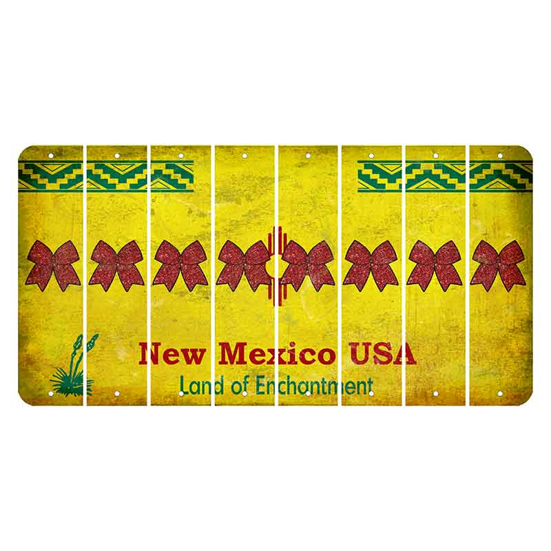 New Mexico USA Yellow Cut License Plate Strips (Set of 8) Cheer Bow