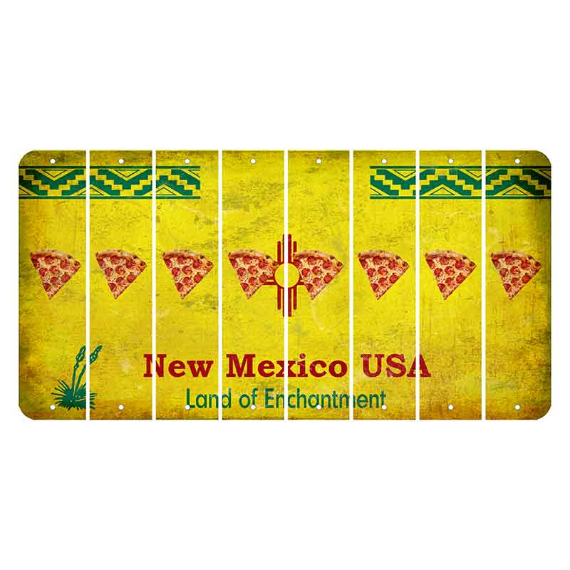 New Mexico USA Yellow Cut License Plate Strips (Set of 8) Pizza